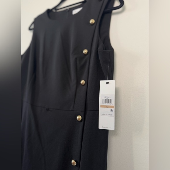 Calvin Klein Black Golden Faux Button Accent Sheath Dress, size 12 (new) - Picture 4 of 6